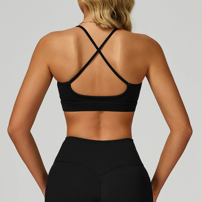 Cross Back Yoga Bra with Removable Chest Pad