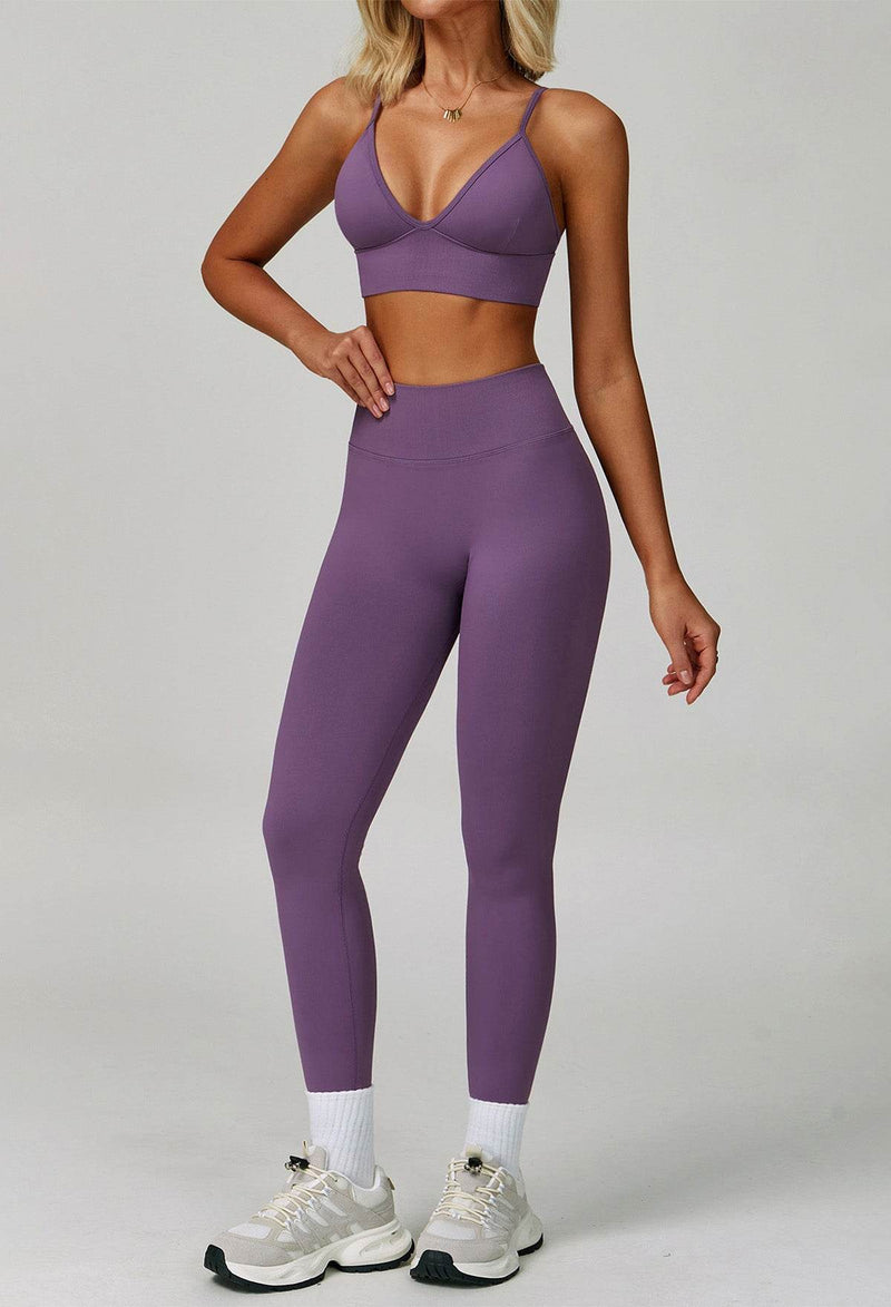 Activewear Set with V Neck Sports Bra and Legging