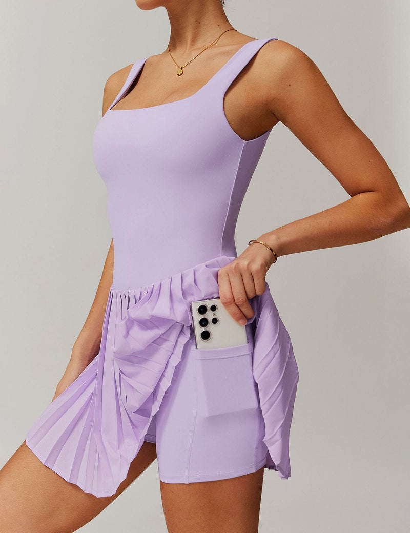 One Piece Tennis Dress with Shorts and Hidden Pockets