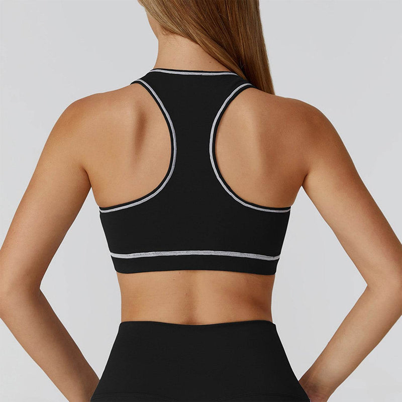 Color Block Racerback Sports Bra with Removable Pads