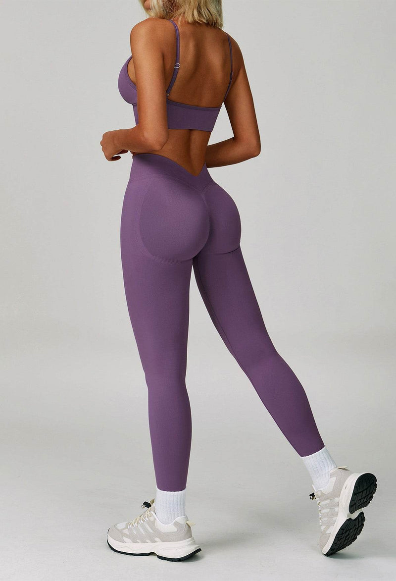 Activewear Set with V Neck Sports Bra and Legging