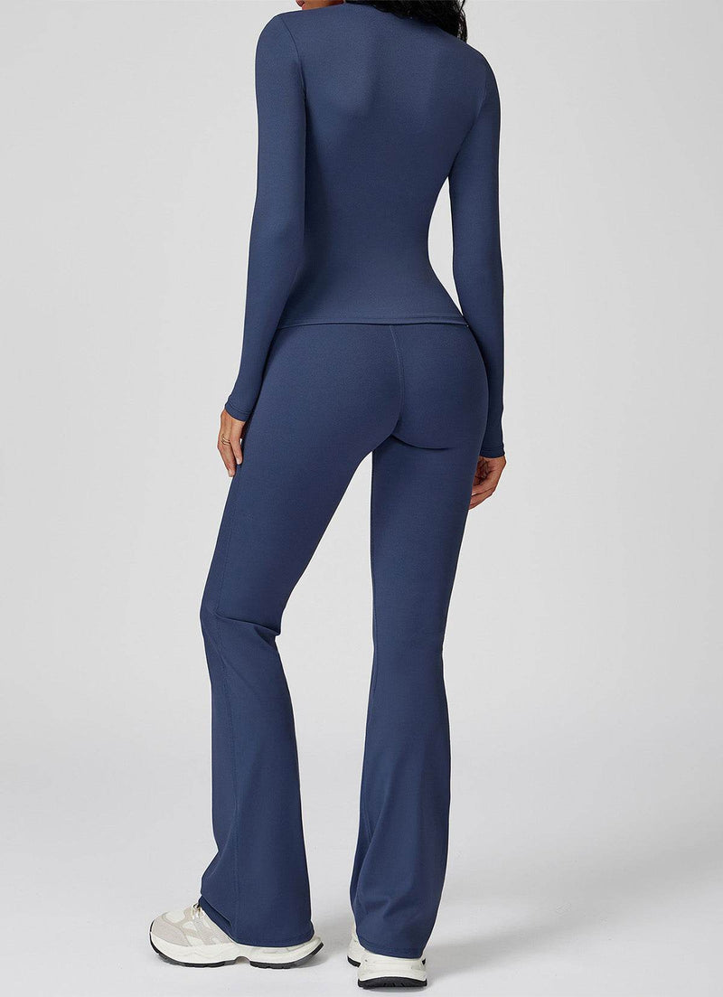 Sports Wear with Long Sleeve T-Shirt and Flared Leg Pants