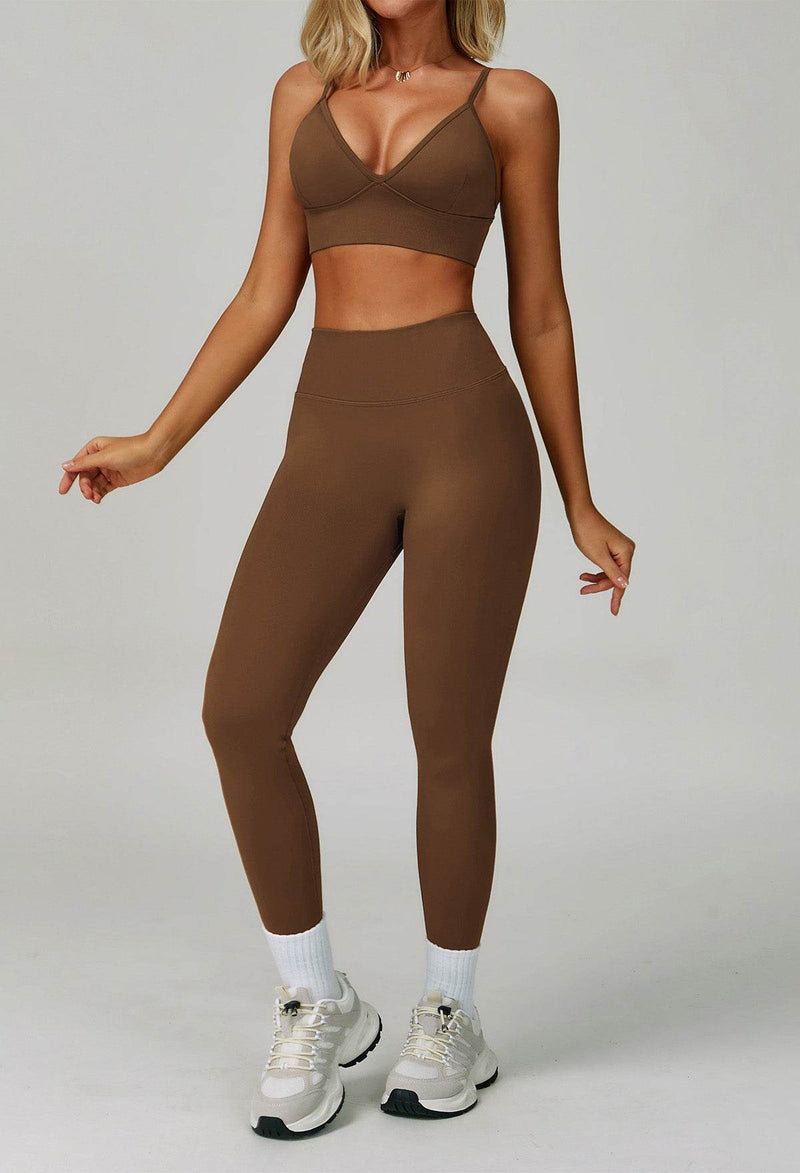 Activewear Set with V Neck Sports Bra and Legging