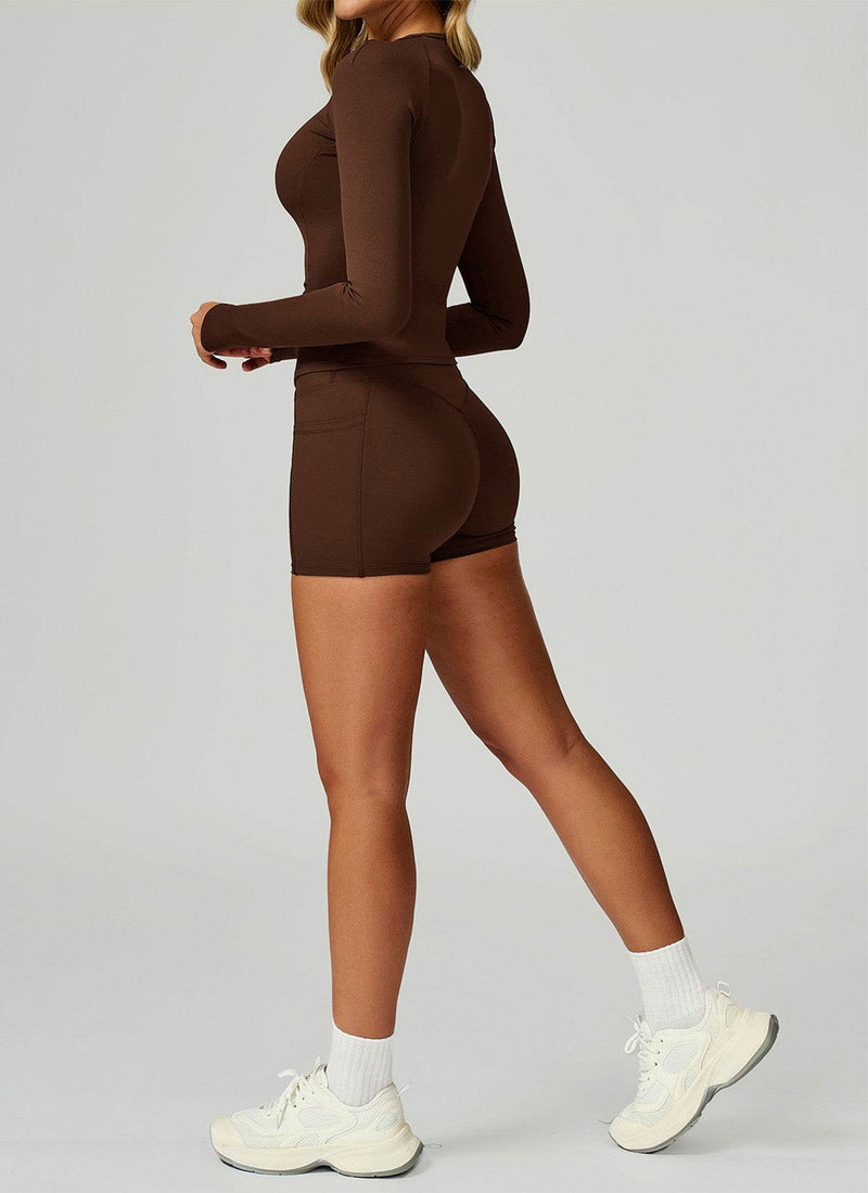 Sport Set with Long Sleeve Crew Neck T-Shirt and Short