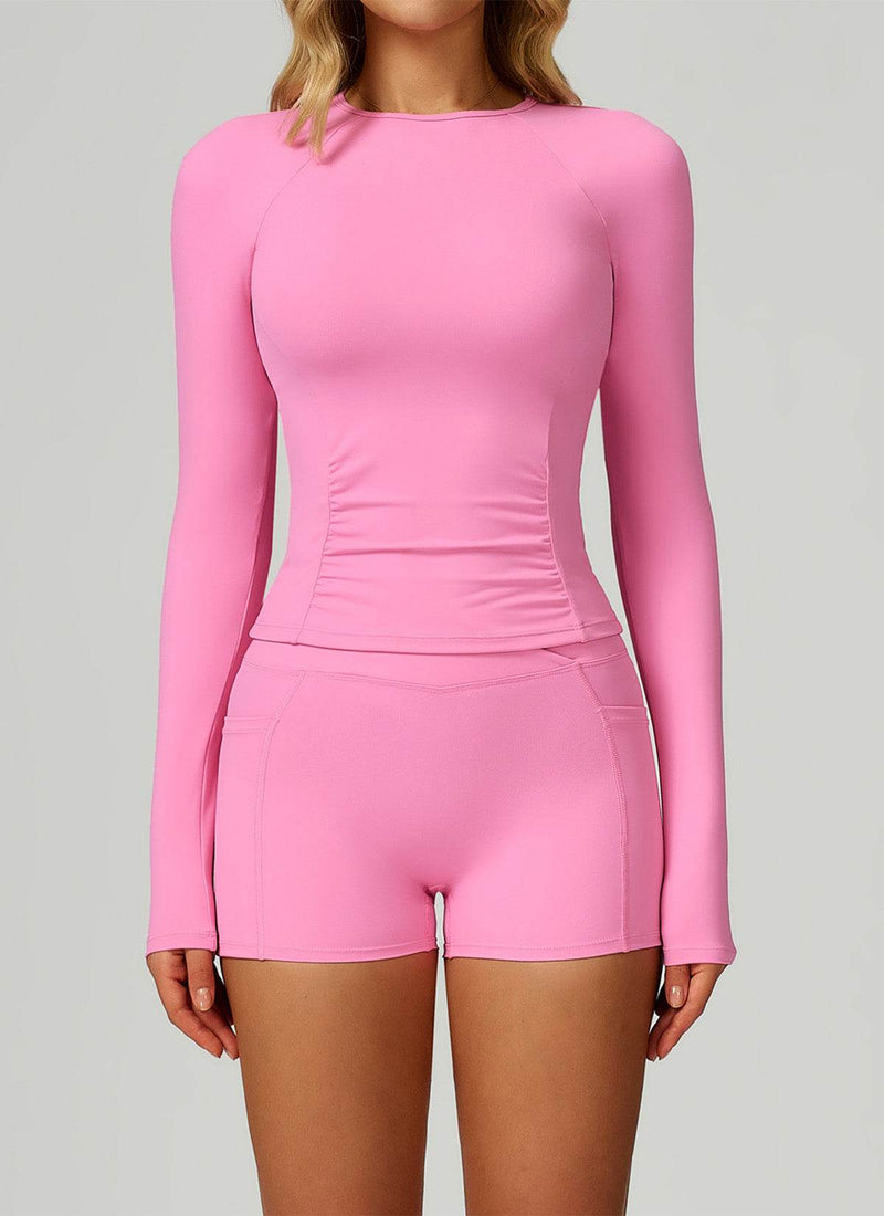 Sport Set with Long Sleeve Crew Neck T-Shirt and Short