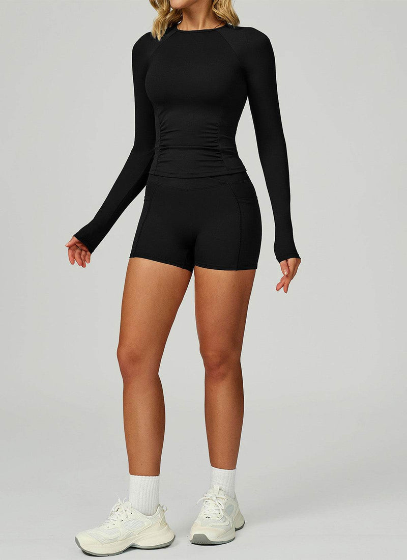 Sport Set with Long Sleeve Crew Neck T-Shirt and Short