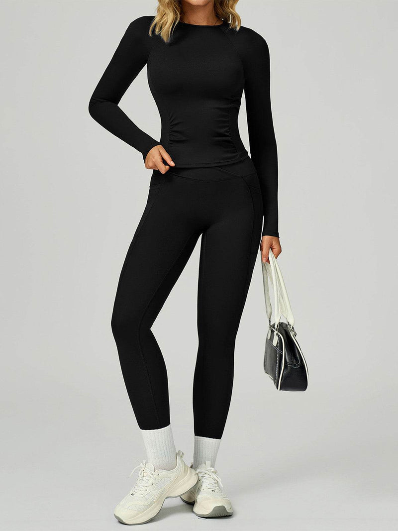 Sport Set with Long Sleeve Crew Neck T-Shirt and Legging