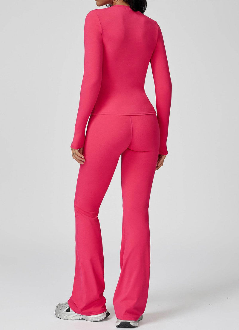 Sports Wear with Long Sleeve T-Shirt and Flared Leg Pants