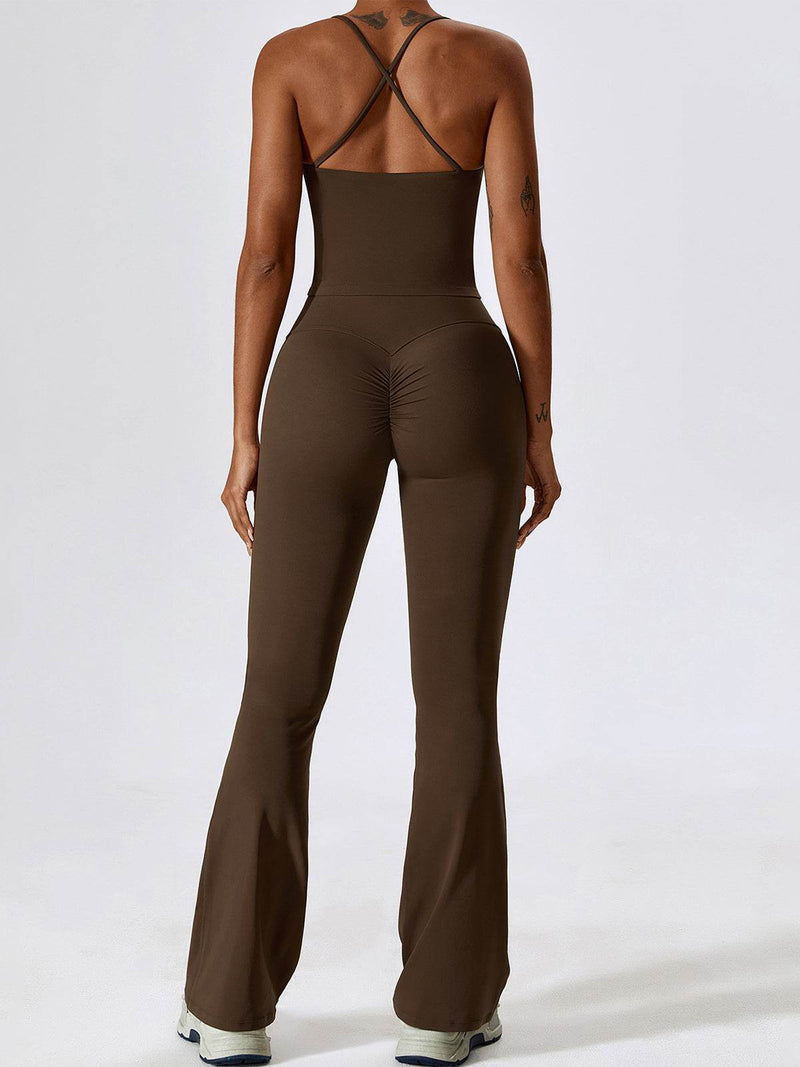 Sport Set with Crossover Strap Tank Top and Flared Pant