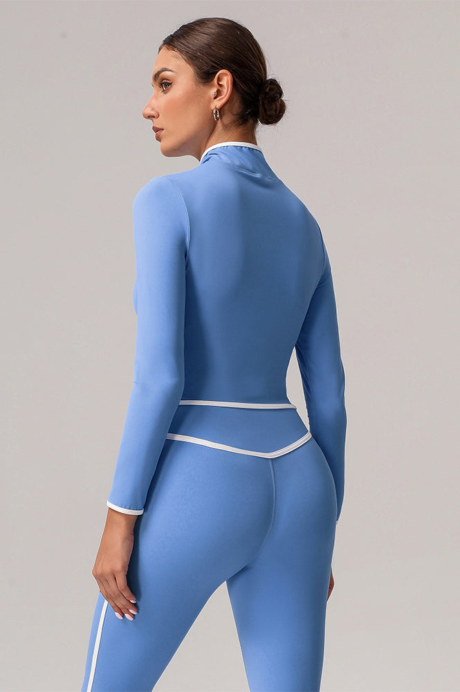 Full Zip Athletic Jacket Contrast Color Running Coat