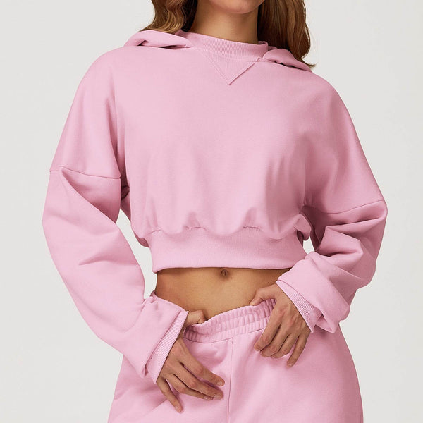 Long Sleeve Crop Sweatshirt Casual Hoodie