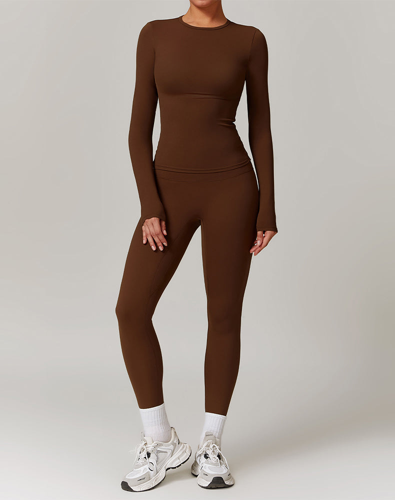 Athletic Wear with Long Sleeve Slim Fit T-Shirt and Legging