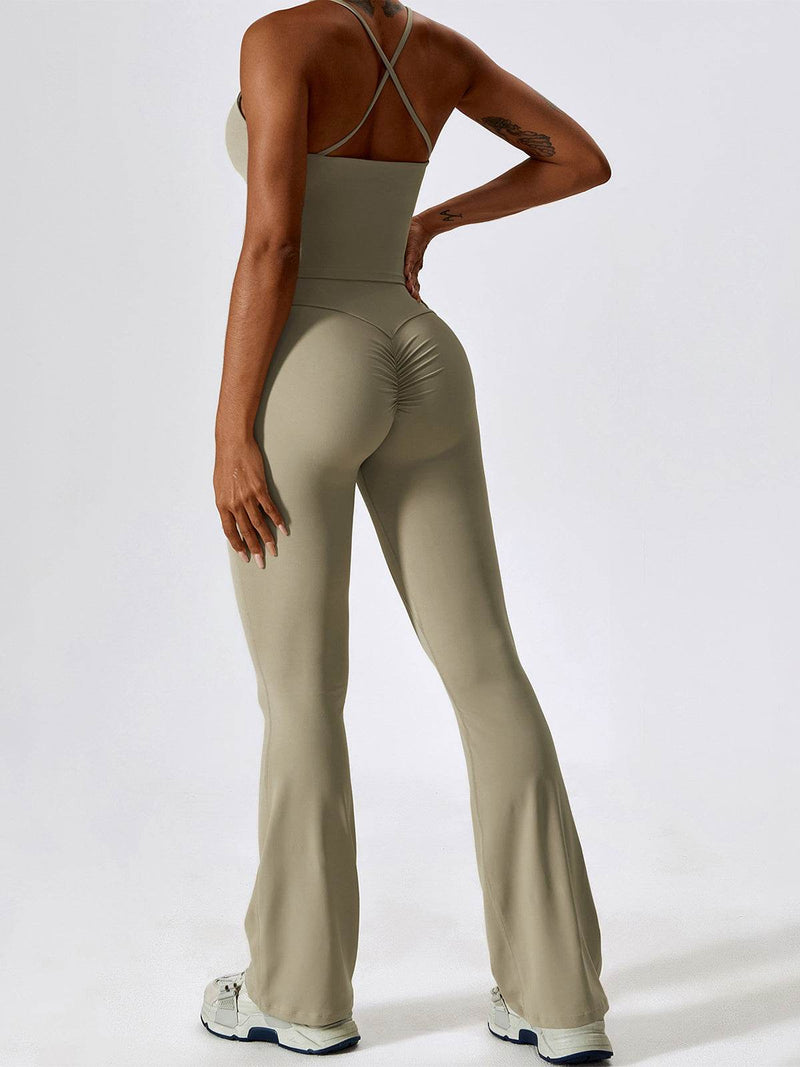 Sport Set with Crossover Strap Tank Top and Flared Pant