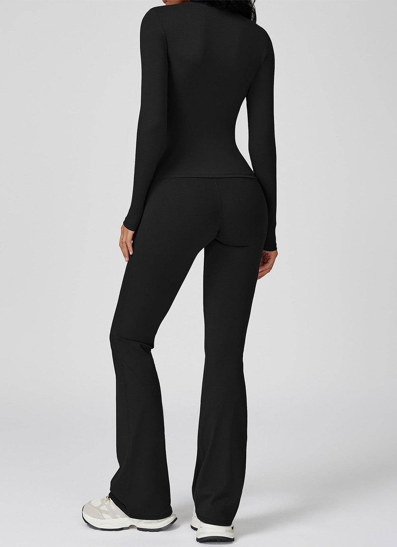 Sports Wear with Long Sleeve T-Shirt and Flared Leg Pants
