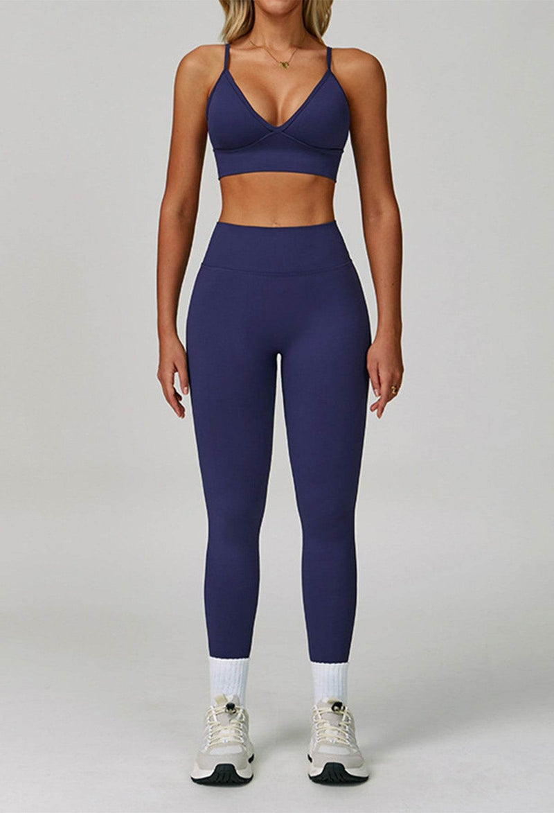 Activewear Set with V Neck Sports Bra and Legging