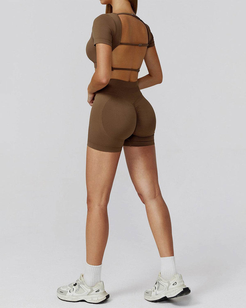 Athletic Wear with Short Sleeve Crop Top and Short