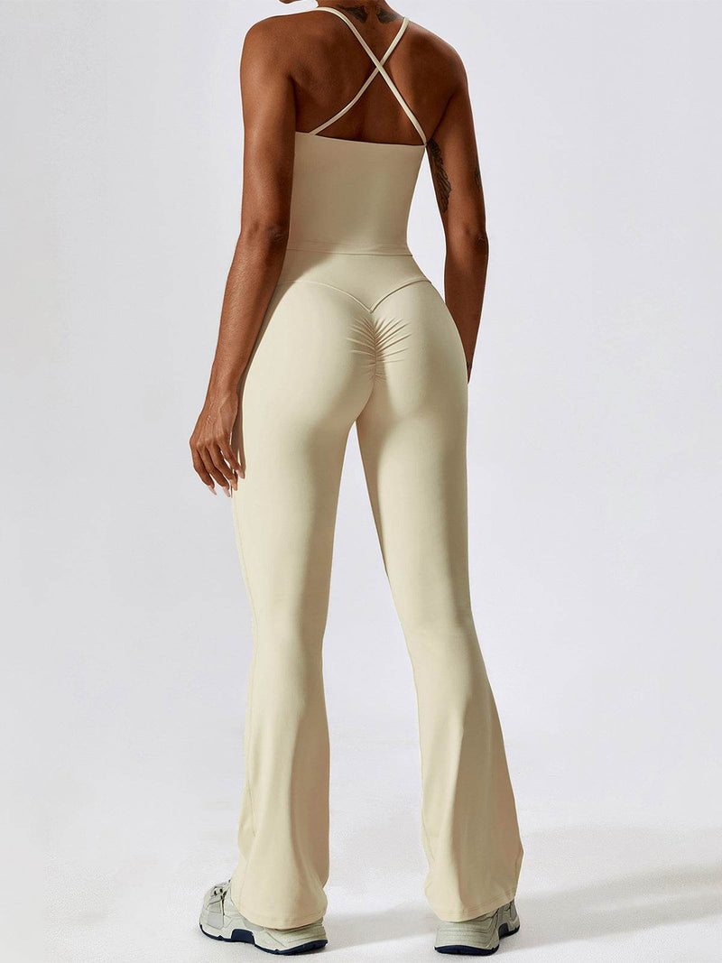 Sport Set with Crossover Strap Tank Top and Flared Pant