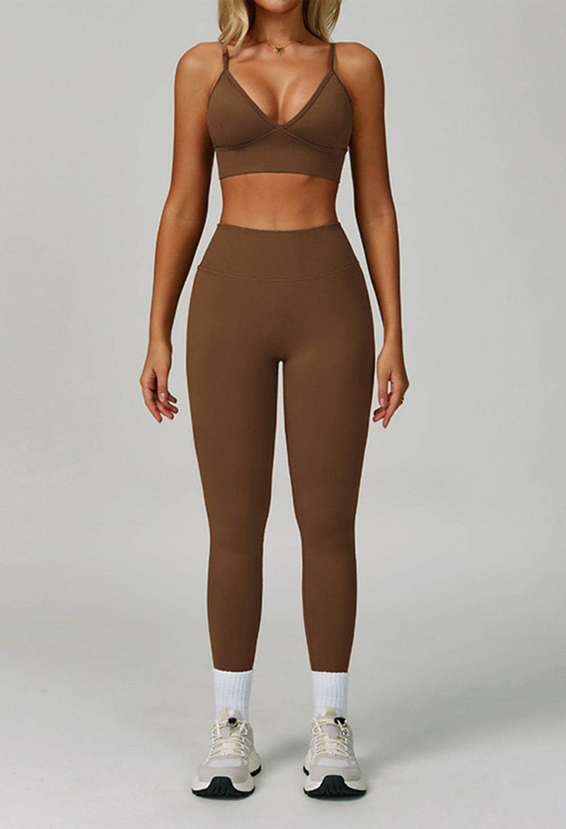 Activewear Set with V Neck Sports Bra and Legging
