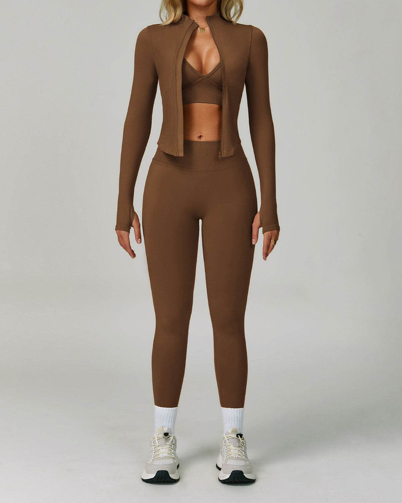 3 Pieces Activewear Set with Bra, Jacket and Legging