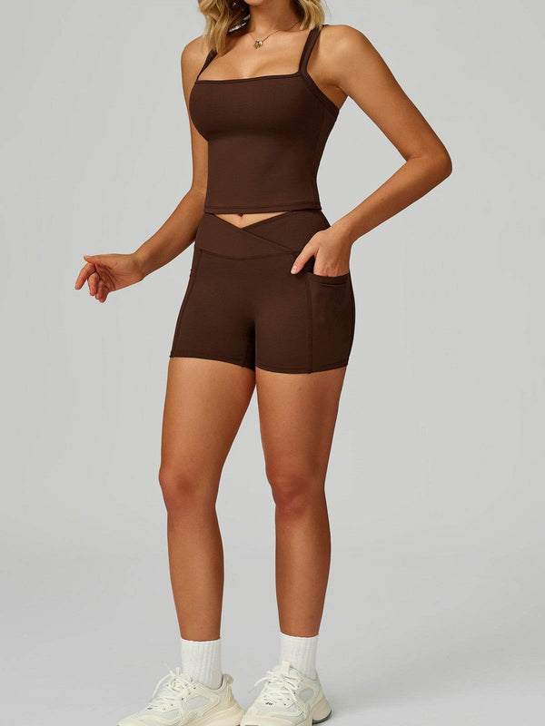 Activewear Set with Wide Strap Tank Top and Short