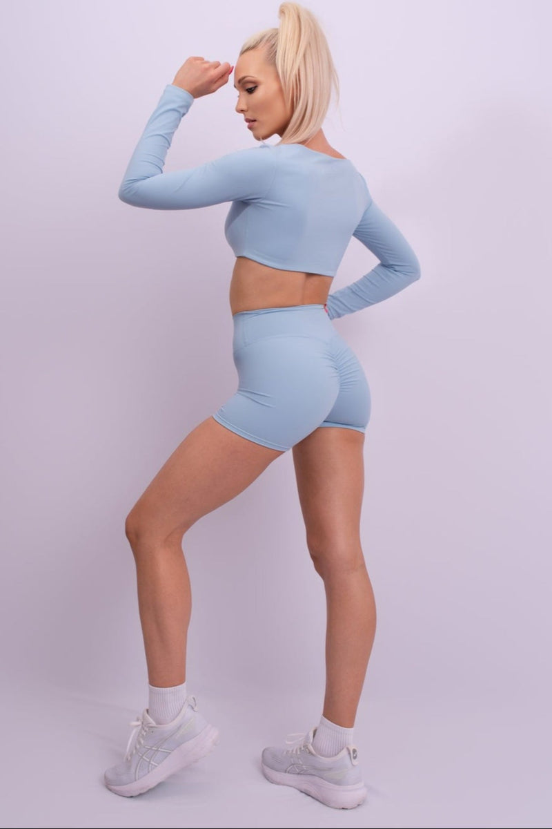 Square Neck Long Sleeve Crop Top