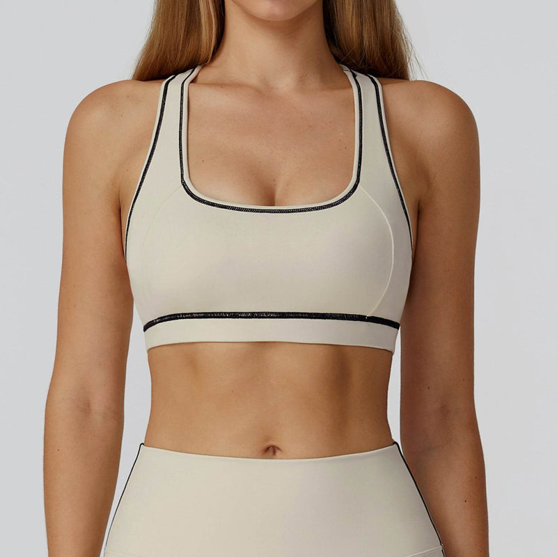 Color Block Racerback Sports Bra with Removable Pads