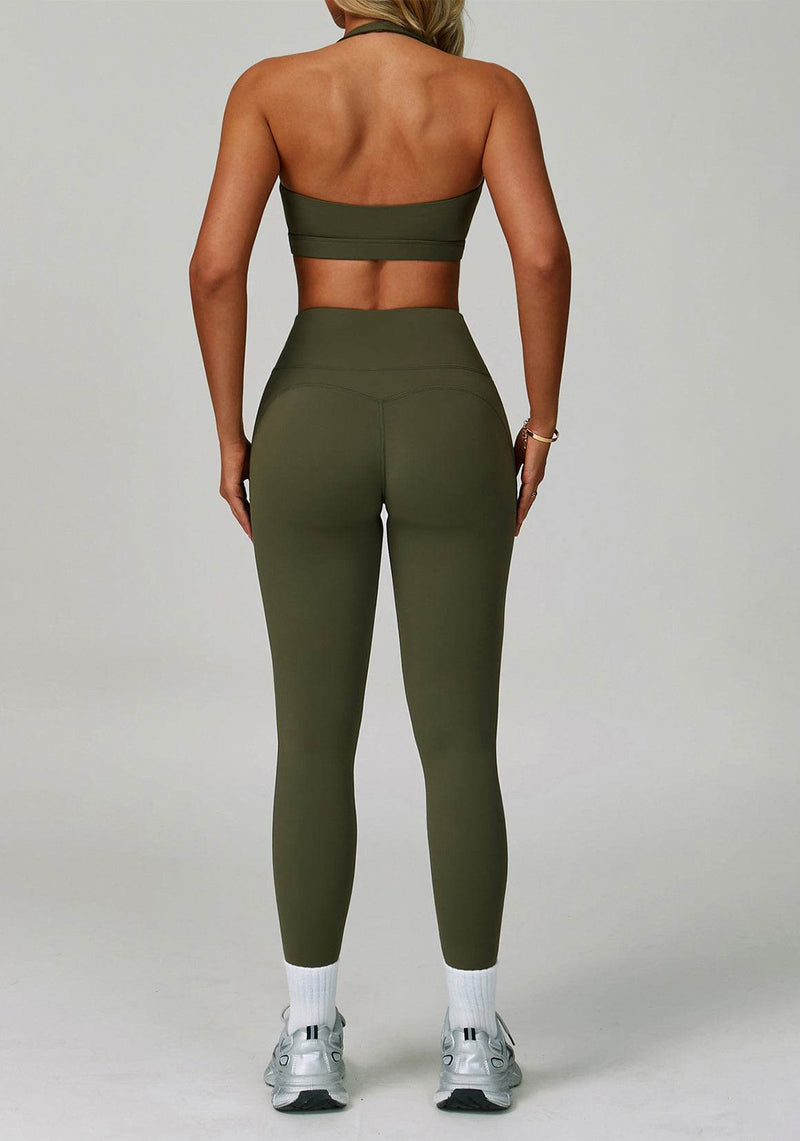 Activewear Set with Halter Sports Bra and Legging