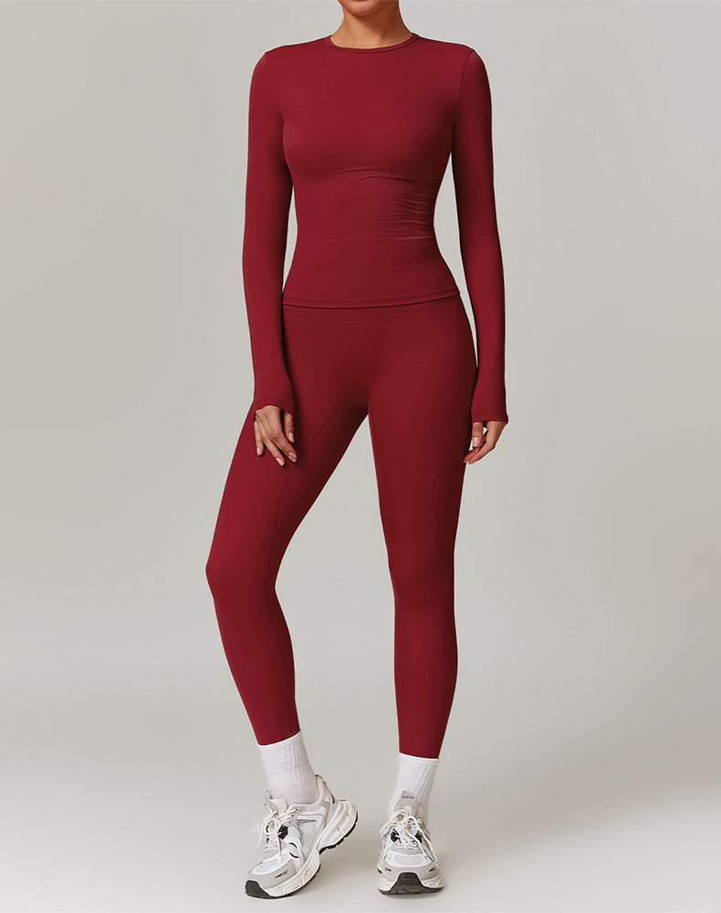 Athletic Wear with Long Sleeve Slim Fit T-Shirt and Legging