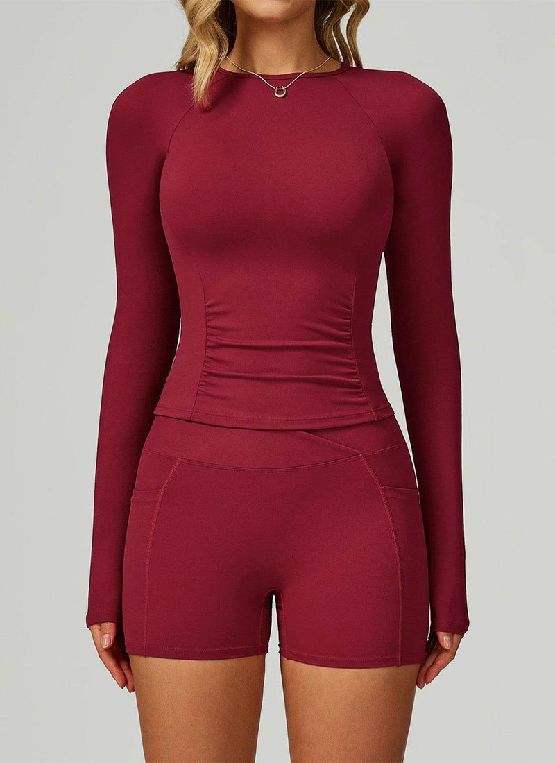 Sport Set with Long Sleeve Crew Neck T-Shirt and Short