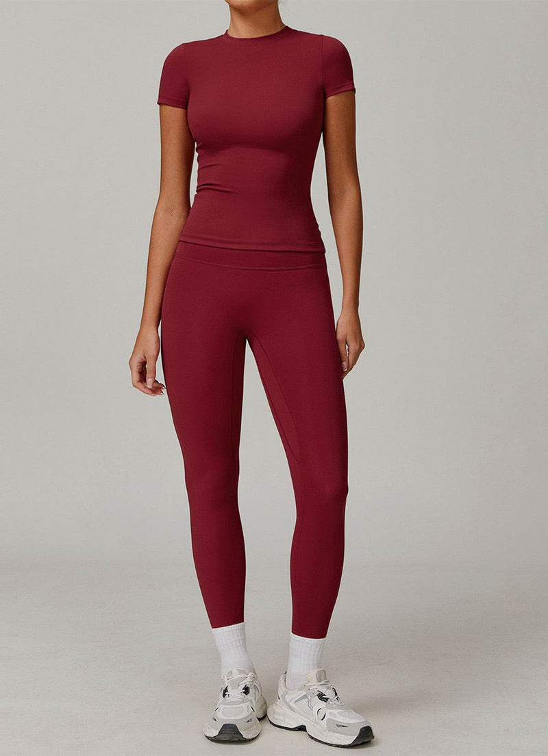 Sports Wear with Short Sleeve T-Shirt and Leggings