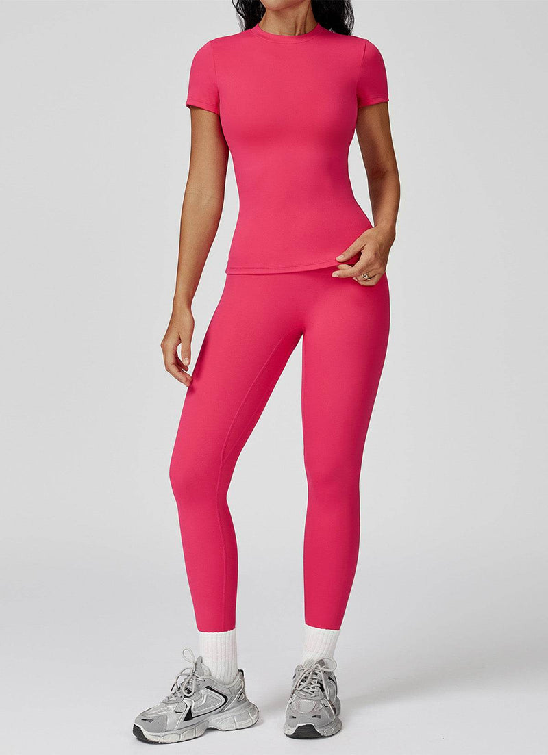 Sports Wear with Short Sleeve T-Shirt and Leggings