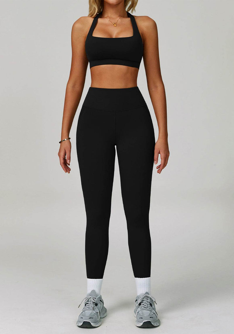 Activewear Set with Halter Sports Bra and Legging