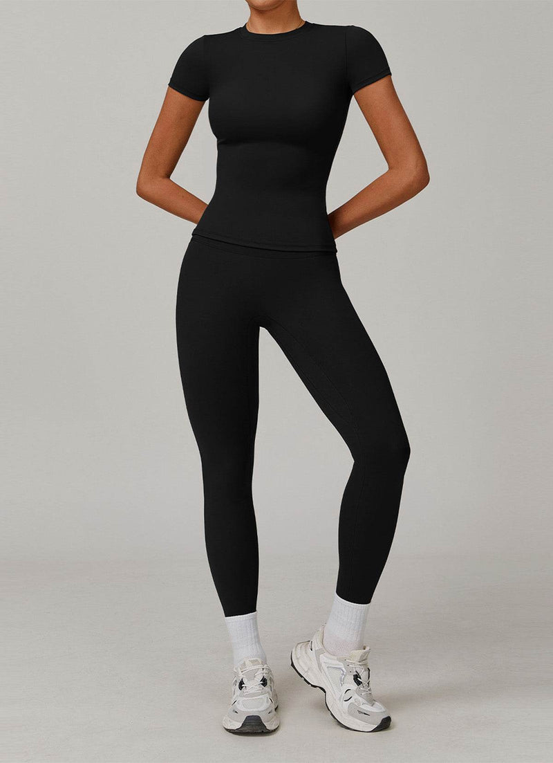 Sports Wear with Short Sleeve T-Shirt and Leggings