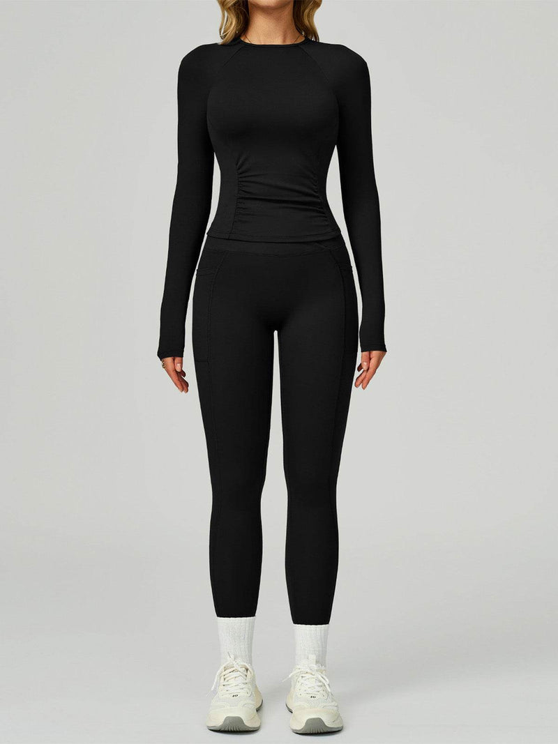 Sport Set with Long Sleeve Crew Neck T-Shirt and Legging