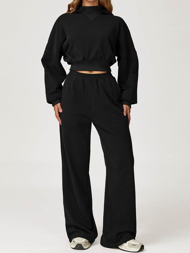 Sport Set with Long Sleeve Crop Sweatshirt and Sweatpant