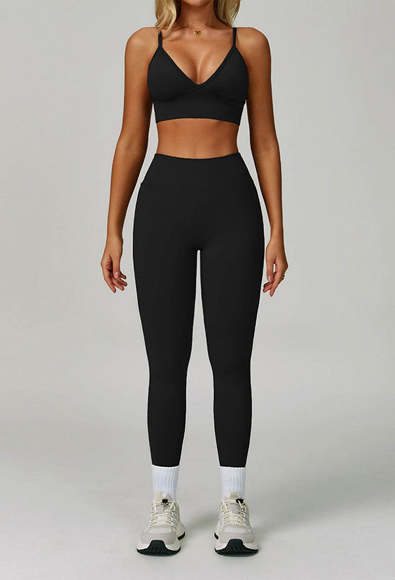 Activewear Set with V Neck Sports Bra and Legging
