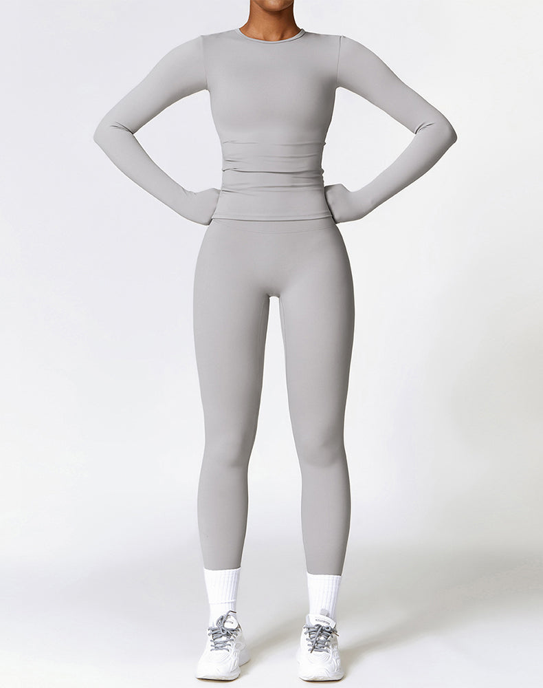 Athletic Wear with Long Sleeve Slim Fit T-Shirt and Legging