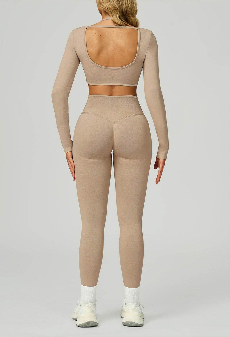 Sport Set with Color Block Long Sleeve T-Shirt and Legging