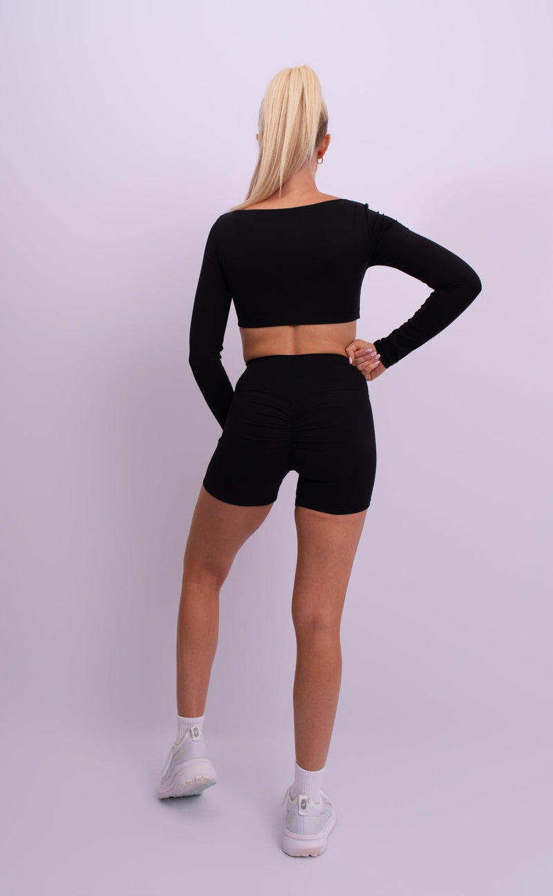 Square Neck Long Sleeve Crop Top