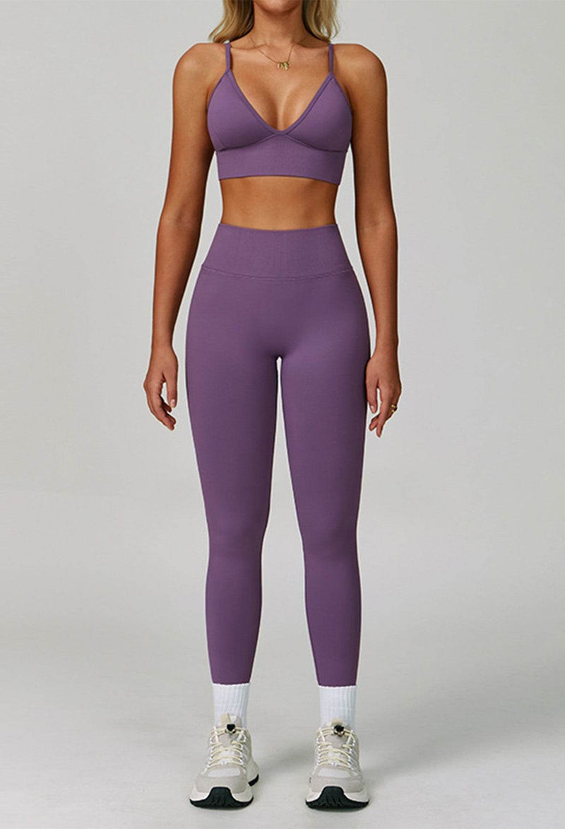 Activewear Set with V Neck Sports Bra and Legging