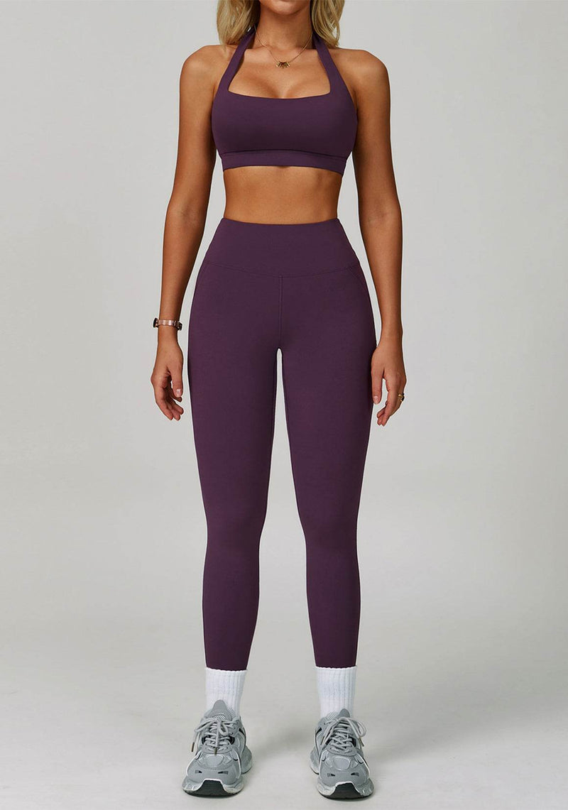 Activewear Set with Halter Sports Bra and Legging