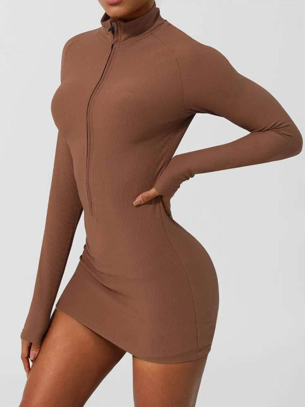 Skinny Long Sleeve Yoga Short Length Dress