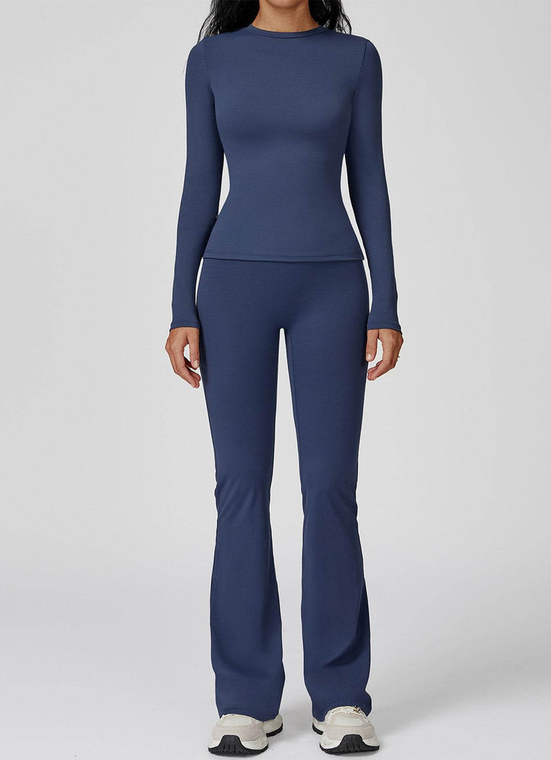Sports Wear with Long Sleeve T-Shirt and Flared Leg Pants