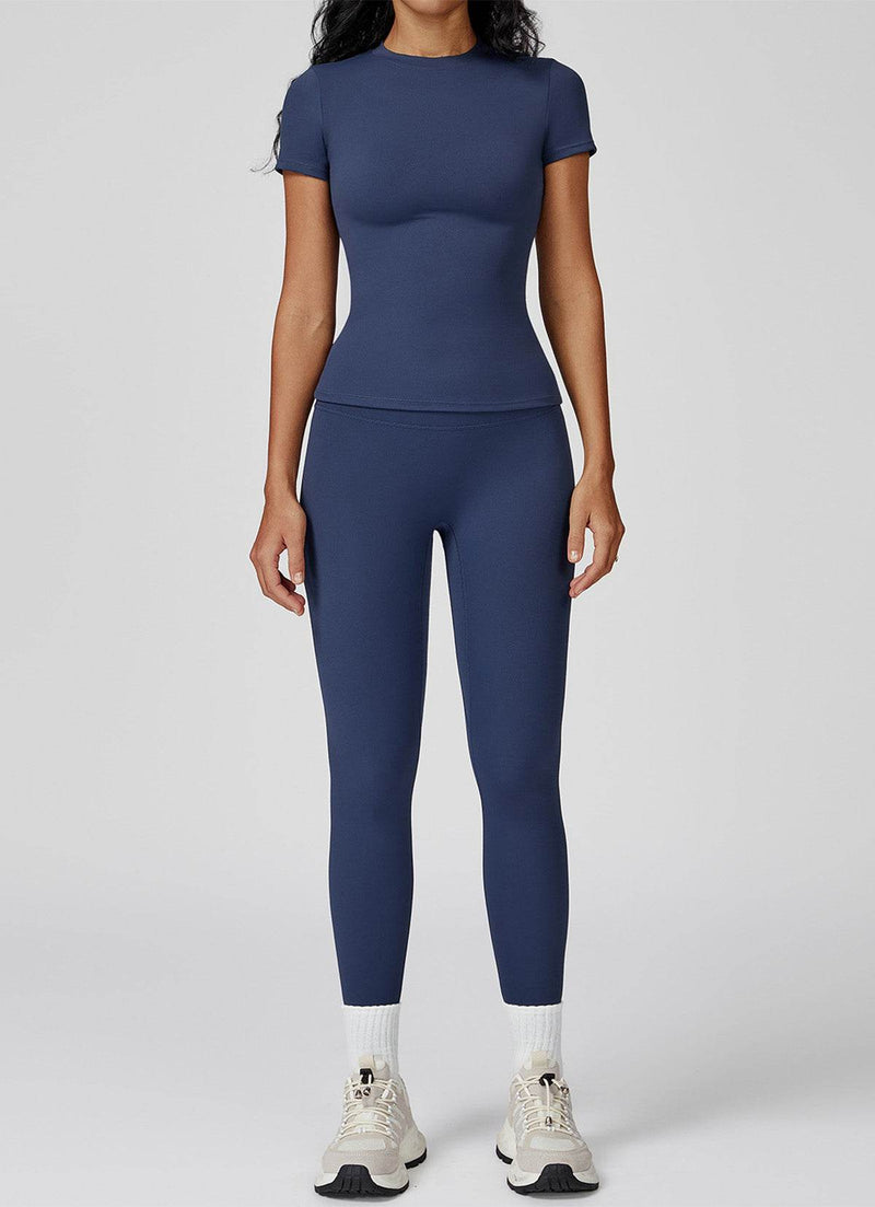 Sports Wear with Short Sleeve T-Shirt and Leggings