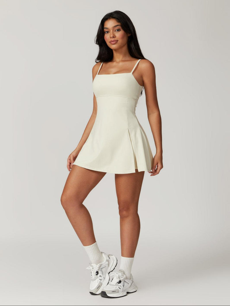 AirFlow Open-Back Tennis Dress with Built-In Shorts