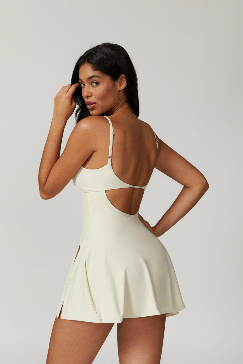 AirFlow Open-Back Tennis Dress with Built-In Shorts