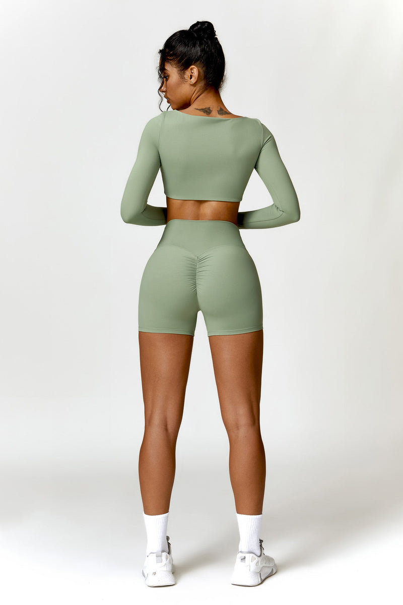 Square Neck Long Sleeve Crop Top