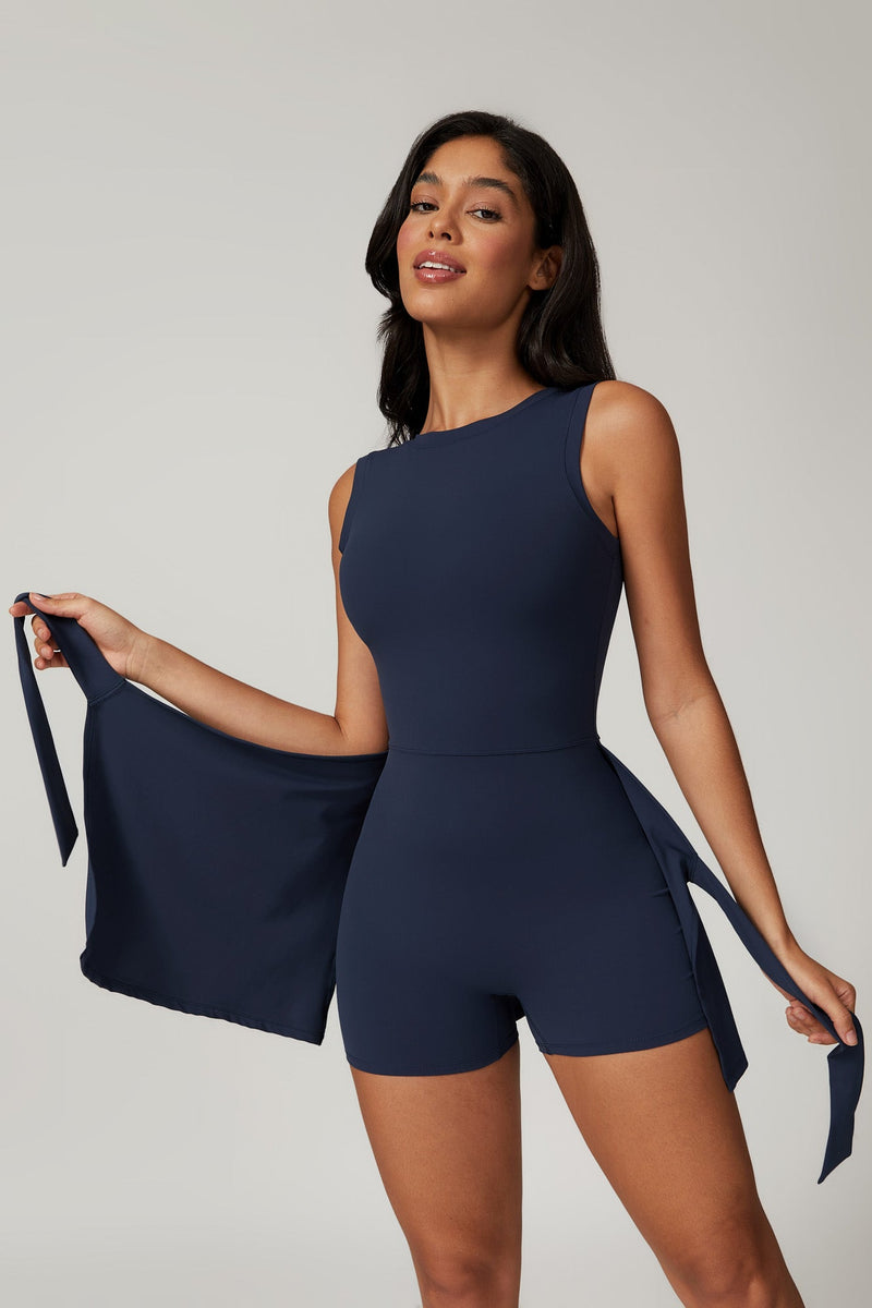 Side Tie Tennis Dress with Racerback Design