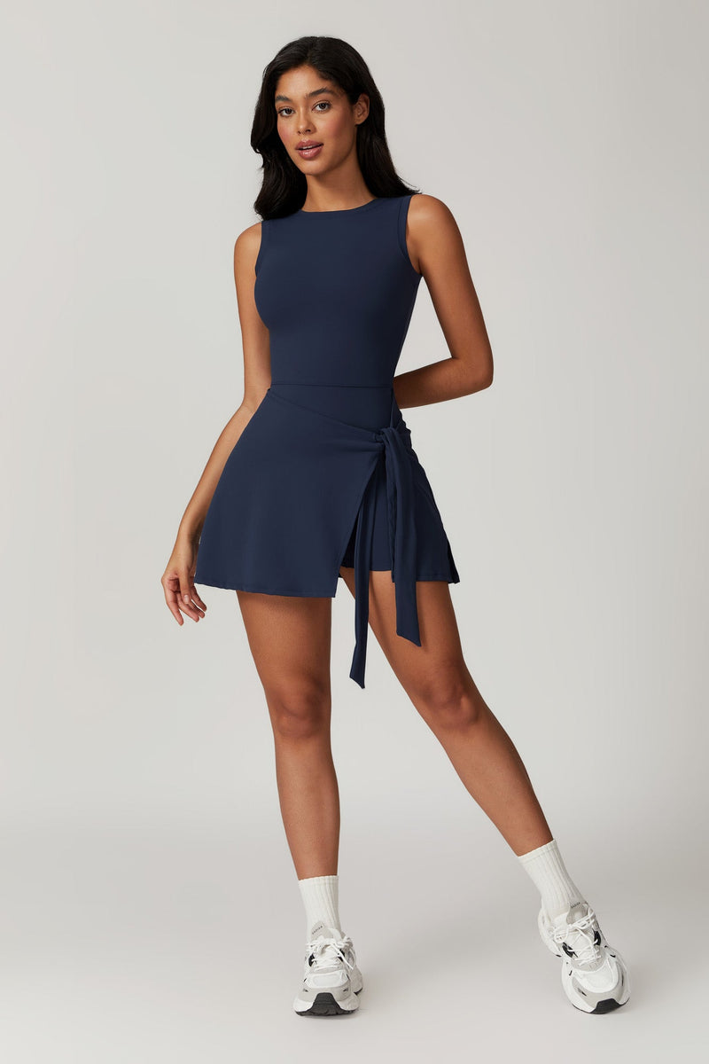 Side Tie Tennis Dress with Racerback Design