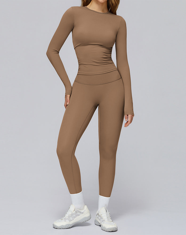 Athletic Wear with Long Sleeve Slim Fit T-Shirt and Legging